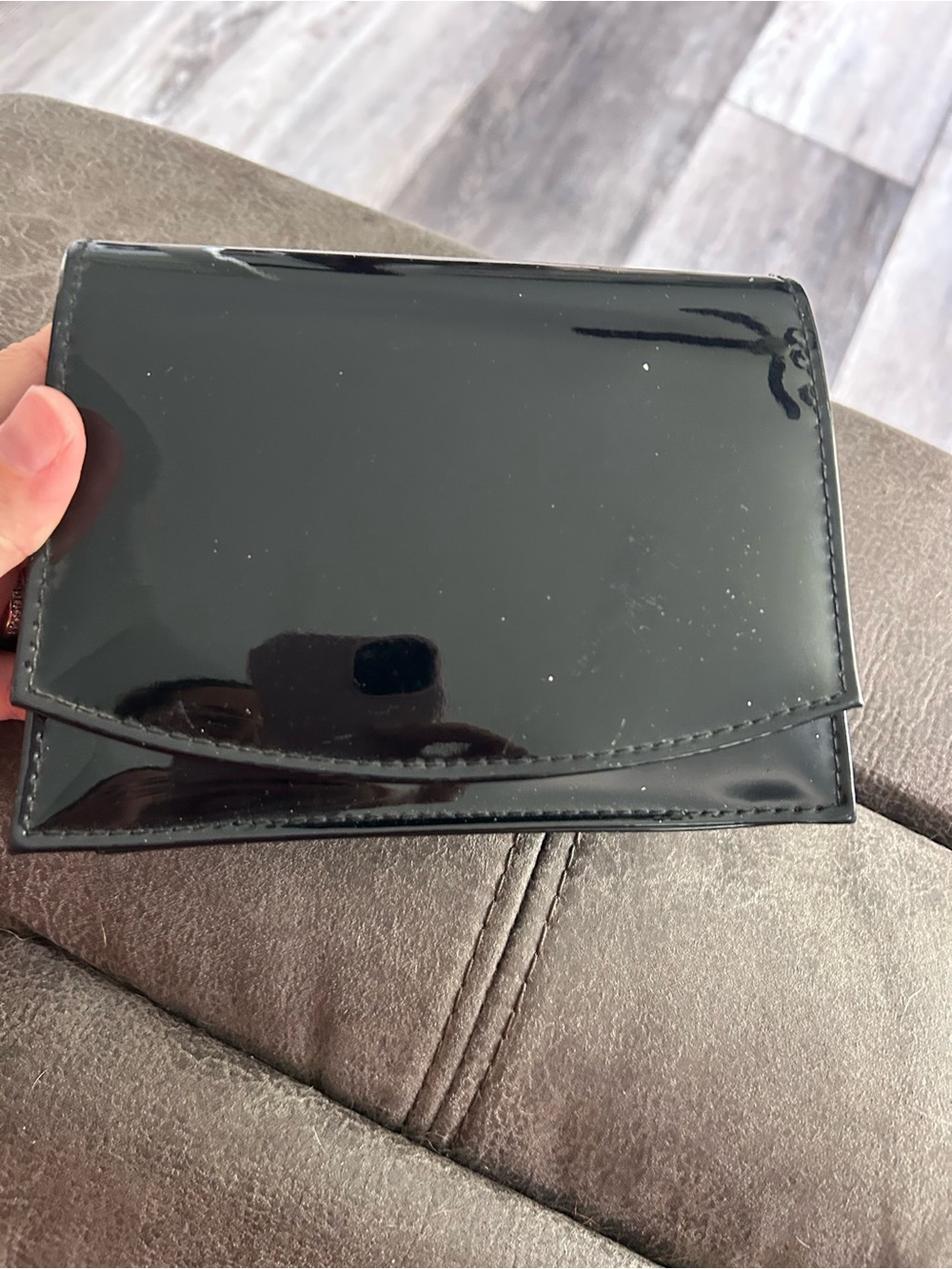 4/$100 woMen's Black Patent Leather Fold-Over Wallet Bag purse